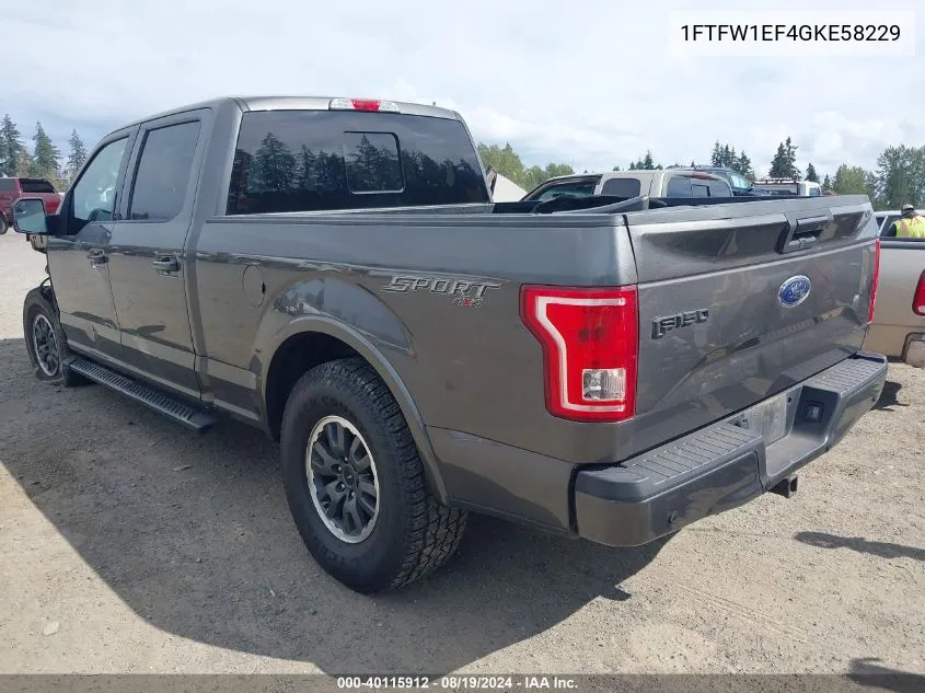 1FTFW1EF4GKE58229 2016 Ford F-150 Xlt