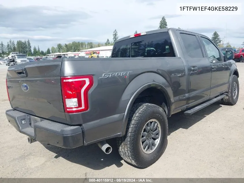 1FTFW1EF4GKE58229 2016 Ford F-150 Xlt