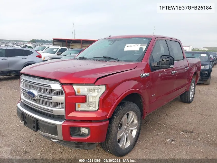 1FTEW1EG7GFB26184 2016 Ford F-150 Platinum