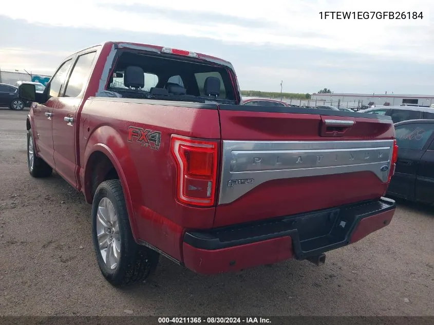 1FTEW1EG7GFB26184 2016 Ford F-150 Platinum