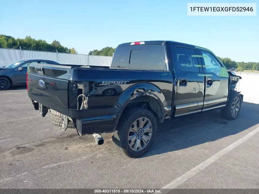 2016 Ford F-150 Supercrew VIN: 1FTEW1EGXGFD52946 Lot: 40311815