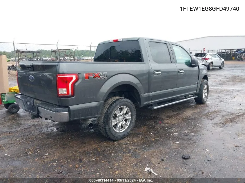 2016 Ford F150 Supercrew VIN: 1FTEW1EG8GFD49740 Lot: 40314414