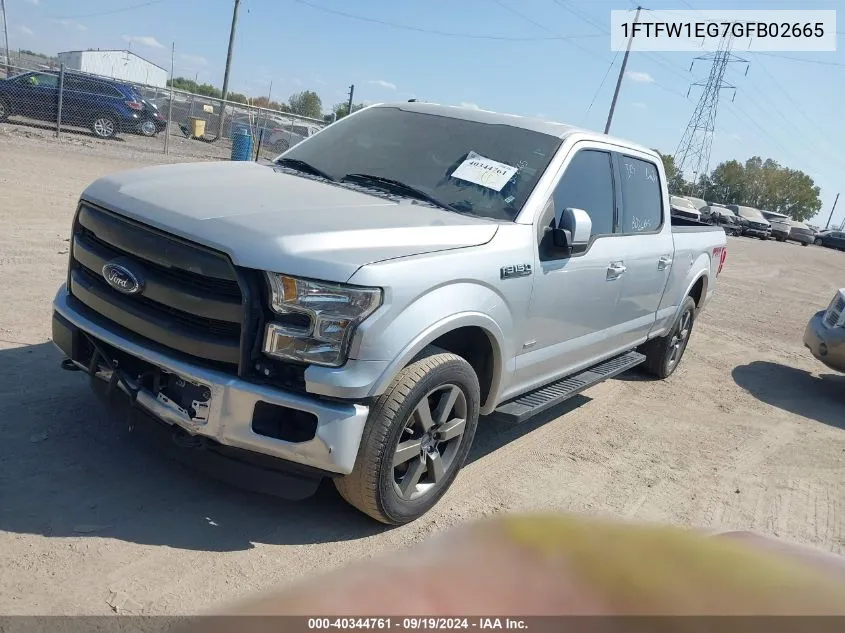 2016 Ford F-150 Lariat VIN: 1FTFW1EG7GFB02665 Lot: 40344761