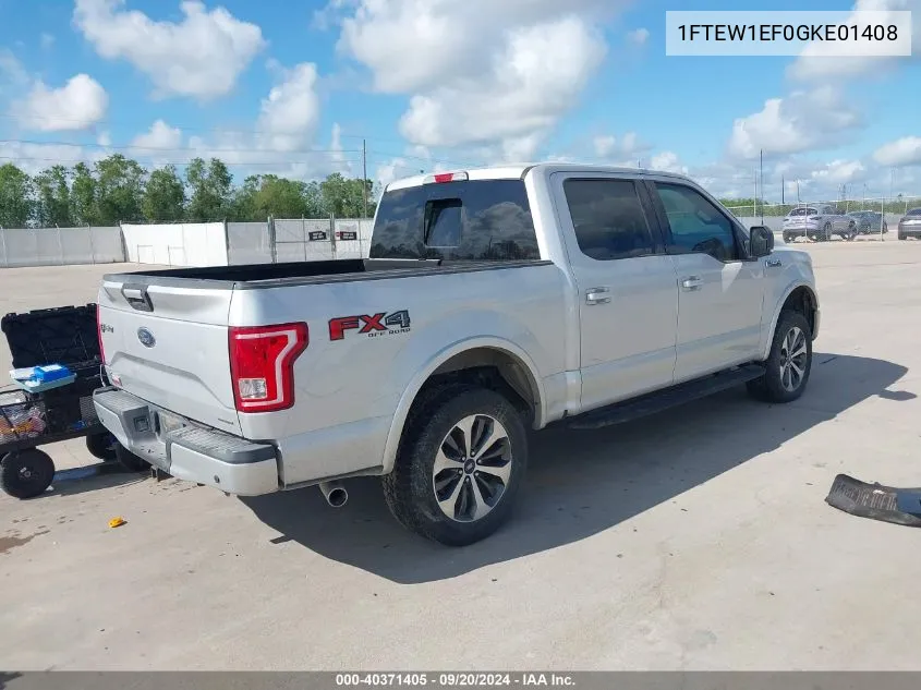 2016 Ford F-150 Xlt VIN: 1FTEW1EF0GKE01408 Lot: 40371405