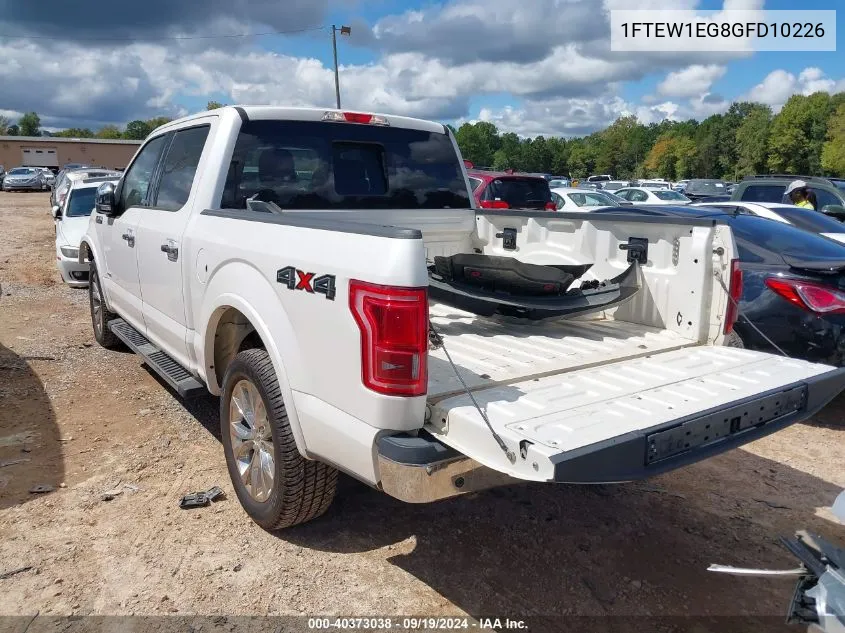 2016 Ford F-150 Lariat VIN: 1FTEW1EG8GFD10226 Lot: 40373038