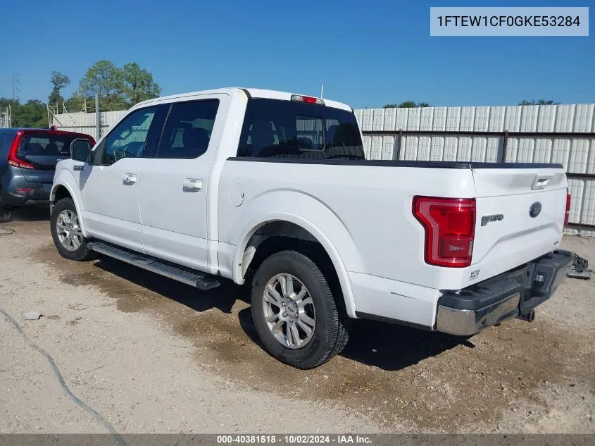 2016 Ford F-150 Lariat VIN: 1FTEW1CF0GKE53284 Lot: 40381518