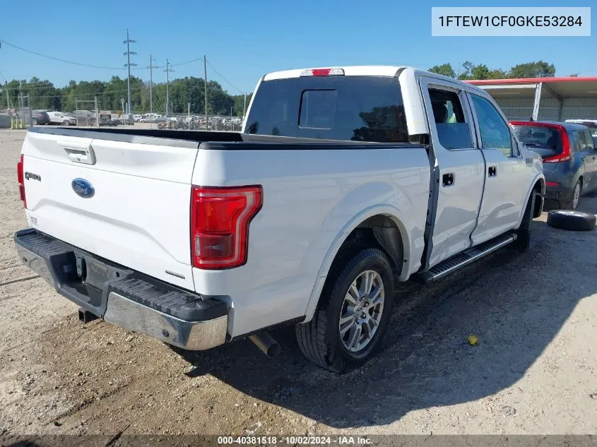 2016 Ford F-150 Lariat VIN: 1FTEW1CF0GKE53284 Lot: 40381518