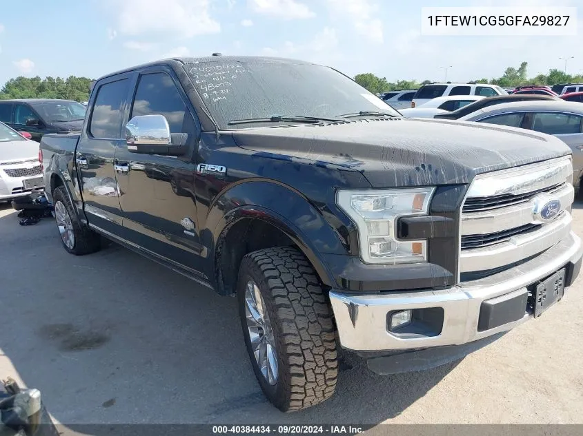 2016 Ford F-150 King Ranch VIN: 1FTEW1CG5GFA29827 Lot: 40384434