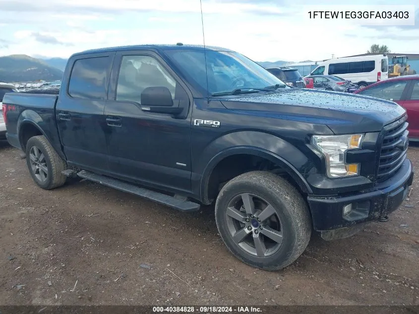 2016 Ford F-150 Xlt VIN: 1FTEW1EG3GFA03403 Lot: 40384828