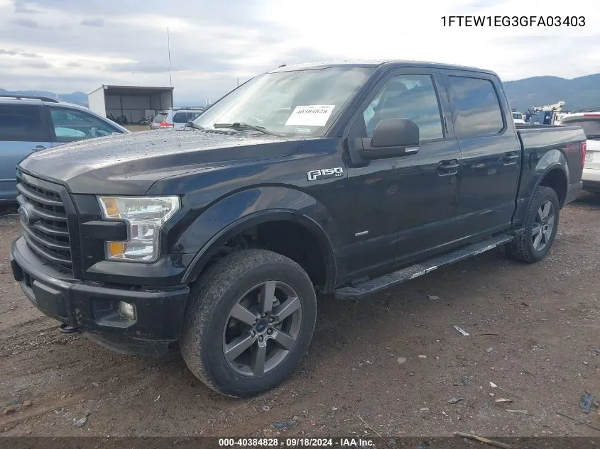 2016 Ford F-150 Xlt VIN: 1FTEW1EG3GFA03403 Lot: 40384828