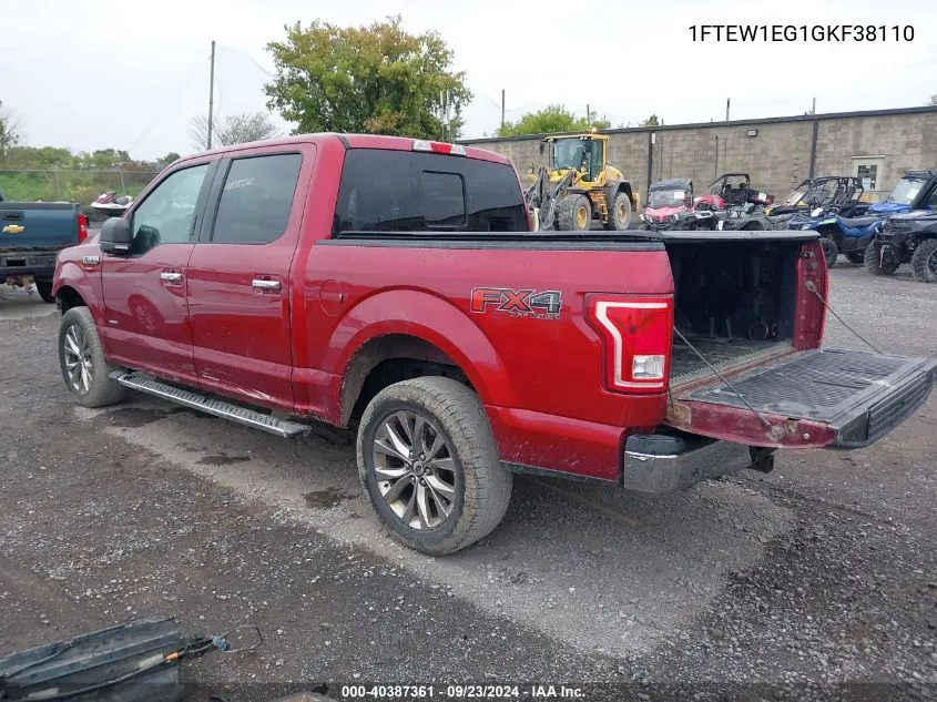 2016 Ford F150 Supercrew VIN: 1FTEW1EG1GKF38110 Lot: 40387361