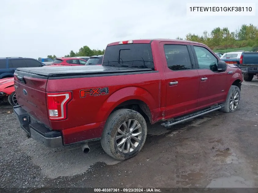 2016 Ford F150 Supercrew VIN: 1FTEW1EG1GKF38110 Lot: 40387361