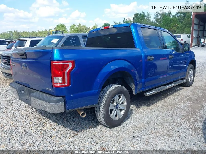 2016 Ford F-150 Xlt VIN: 1FTEW1CF4GFA87449 Lot: 40387924