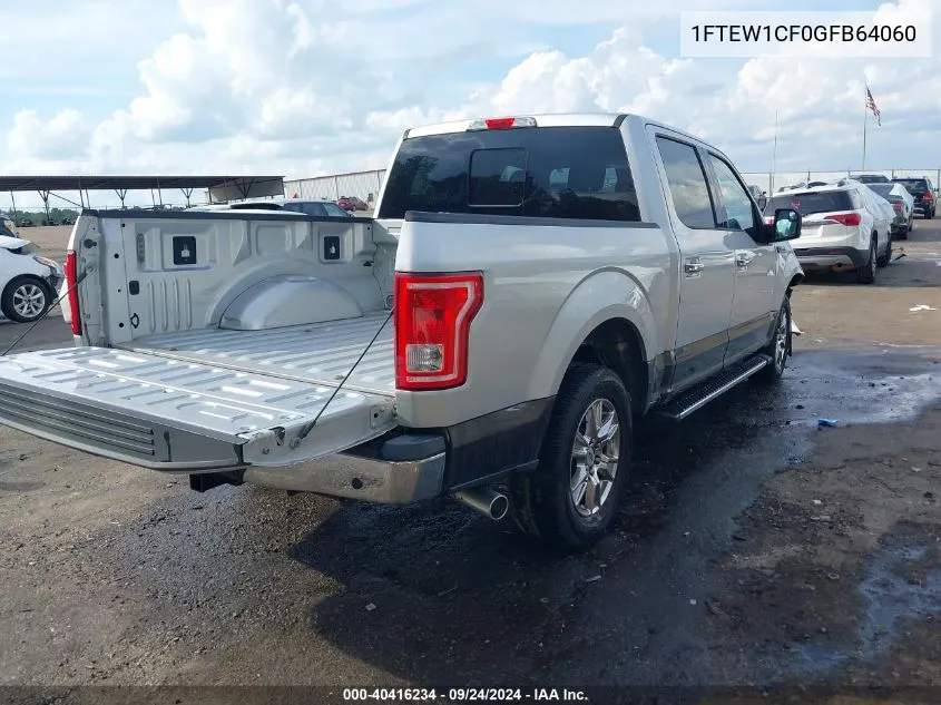 2016 Ford F-150 Xlt VIN: 1FTEW1CF0GFB64060 Lot: 40416234