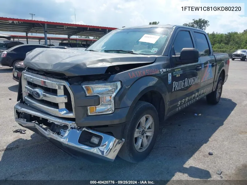 2016 Ford F-150 Xlt VIN: 1FTEW1C81GKD80220 Lot: 40420776