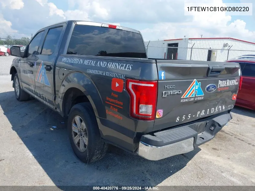 2016 Ford F-150 Xlt VIN: 1FTEW1C81GKD80220 Lot: 40420776