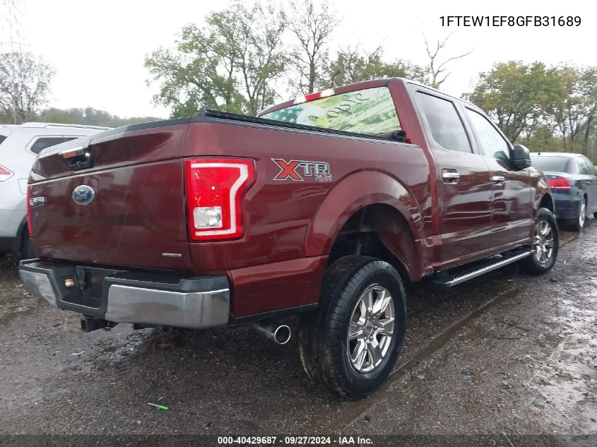 2016 Ford F-150 Xlt VIN: 1FTEW1EF8GFB31689 Lot: 40429687