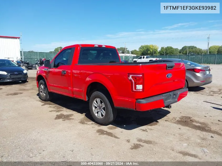 2016 Ford F-150 Xl VIN: 1FTMF1EF3GKE93982 Lot: 40433060