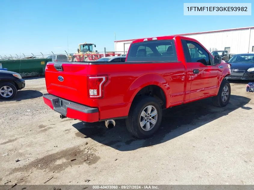 2016 Ford F-150 Xl VIN: 1FTMF1EF3GKE93982 Lot: 40433060