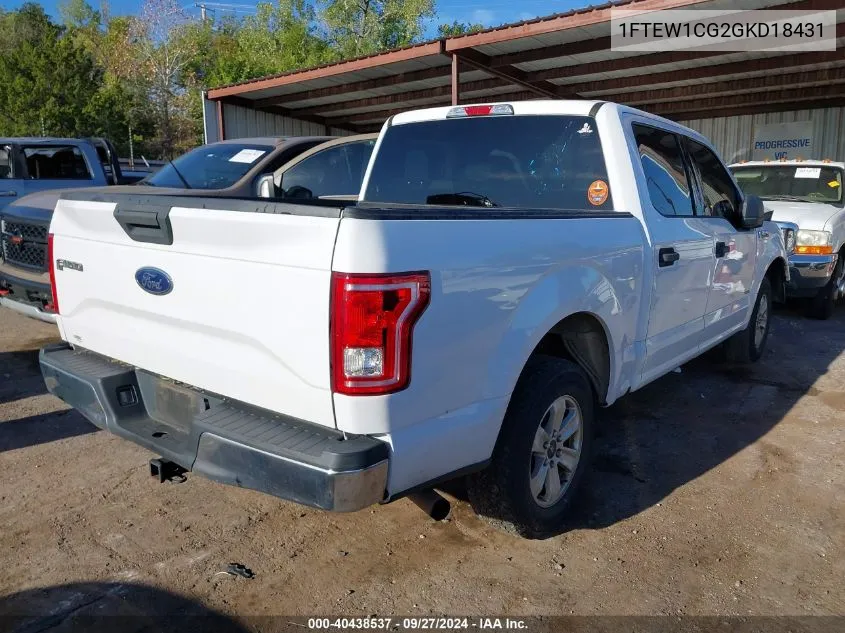 2016 Ford F-150 Xlt VIN: 1FTEW1CG2GKD18431 Lot: 40438537