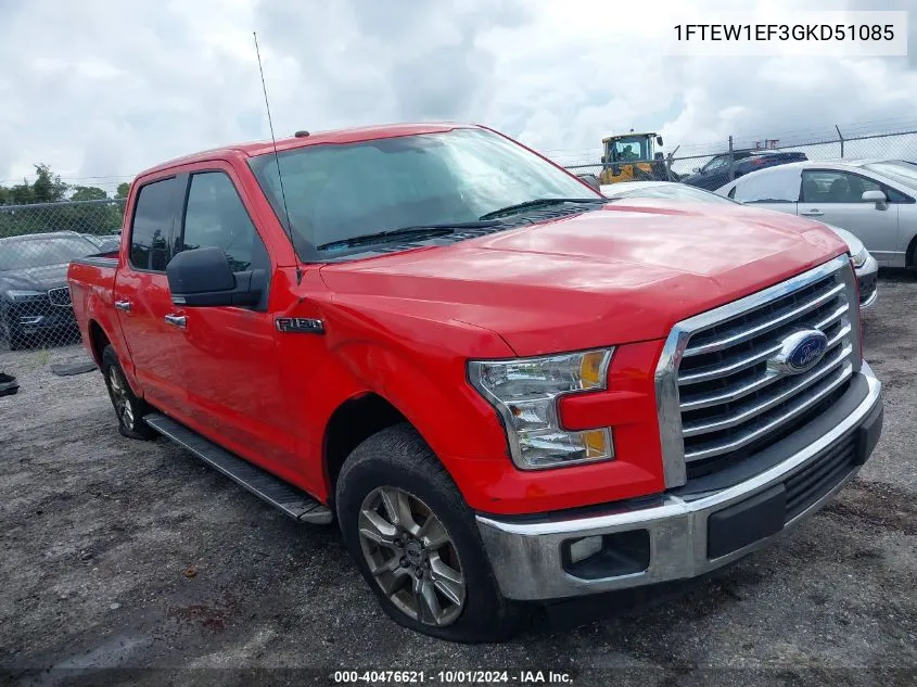 2016 Ford F150 Supercrew VIN: 1FTEW1EF3GKD51085 Lot: 40476621