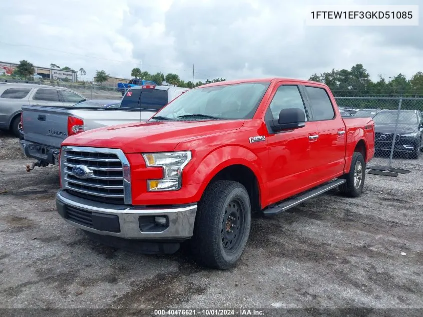 2016 Ford F150 Supercrew VIN: 1FTEW1EF3GKD51085 Lot: 40476621