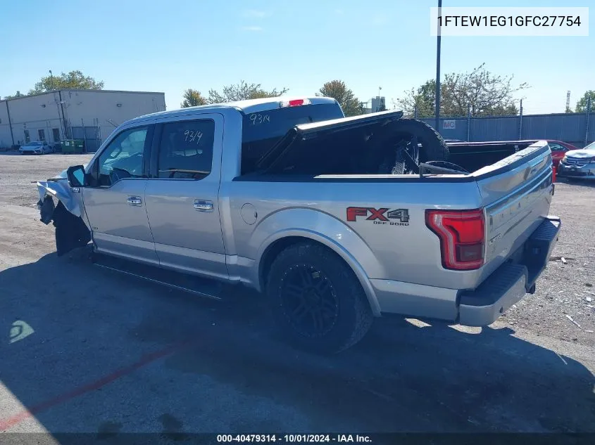 2016 Ford F150 Supercrew VIN: 1FTEW1EG1GFC27754 Lot: 40479314