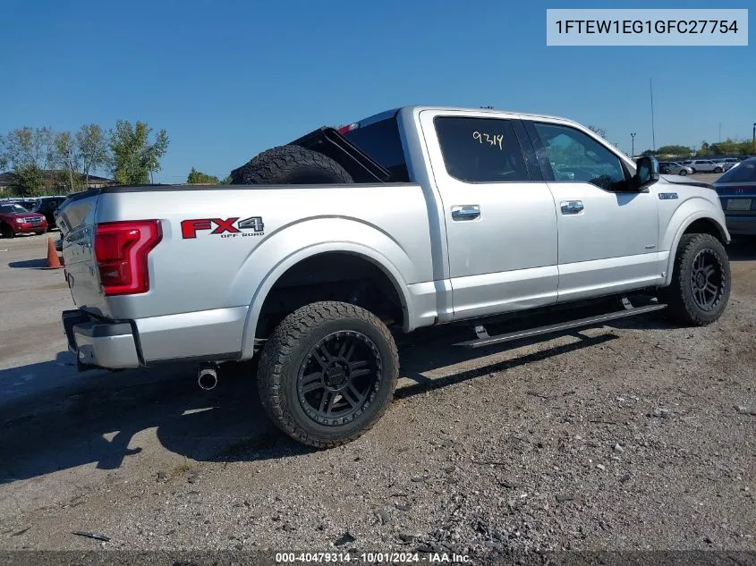 2016 Ford F150 Supercrew VIN: 1FTEW1EG1GFC27754 Lot: 40479314