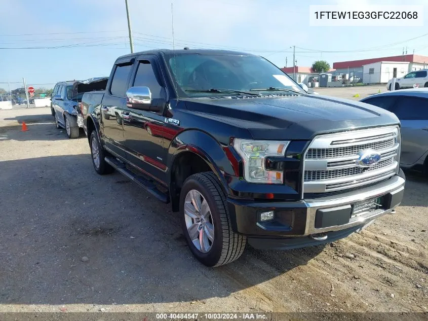 2016 Ford F-150 Platinum VIN: 1FTEW1EG3GFC22068 Lot: 40484547