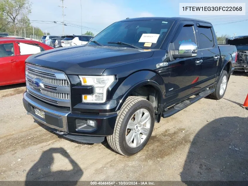 2016 Ford F-150 Platinum VIN: 1FTEW1EG3GFC22068 Lot: 40484547