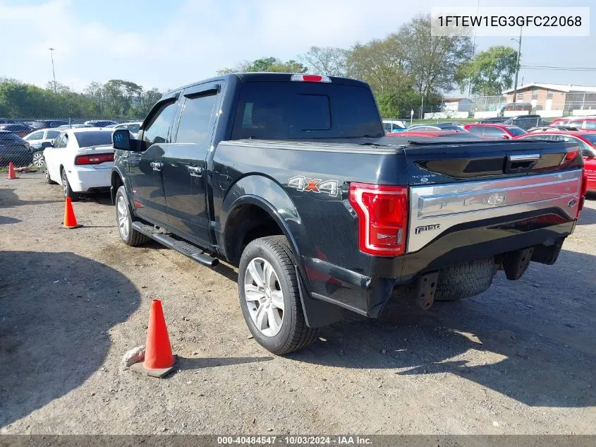 2016 Ford F-150 Platinum VIN: 1FTEW1EG3GFC22068 Lot: 40484547