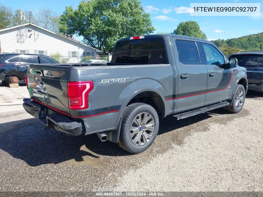 2016 Ford F-150 Lariat VIN: 1FTEW1EG9GFC92707 Lot: 40487941