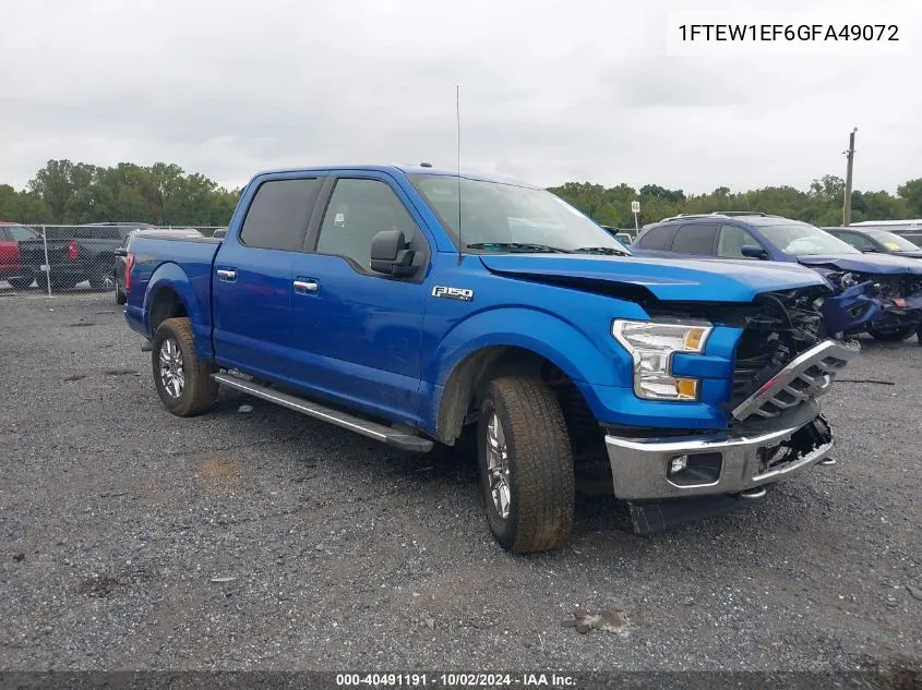 2016 Ford F-150 Xlt VIN: 1FTEW1EF6GFA49072 Lot: 40491191