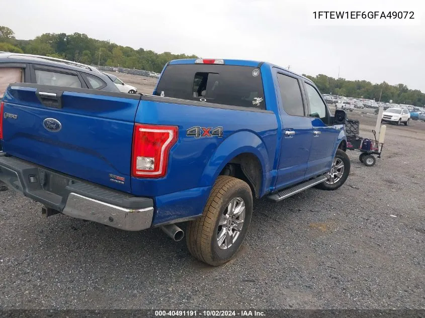 2016 Ford F-150 Xlt VIN: 1FTEW1EF6GFA49072 Lot: 40491191