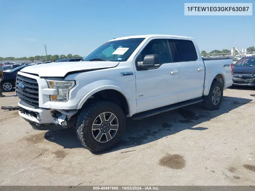 2016 Ford F-150 Xlt VIN: 1FTEW1EG3GKF63087 Lot: 40497885