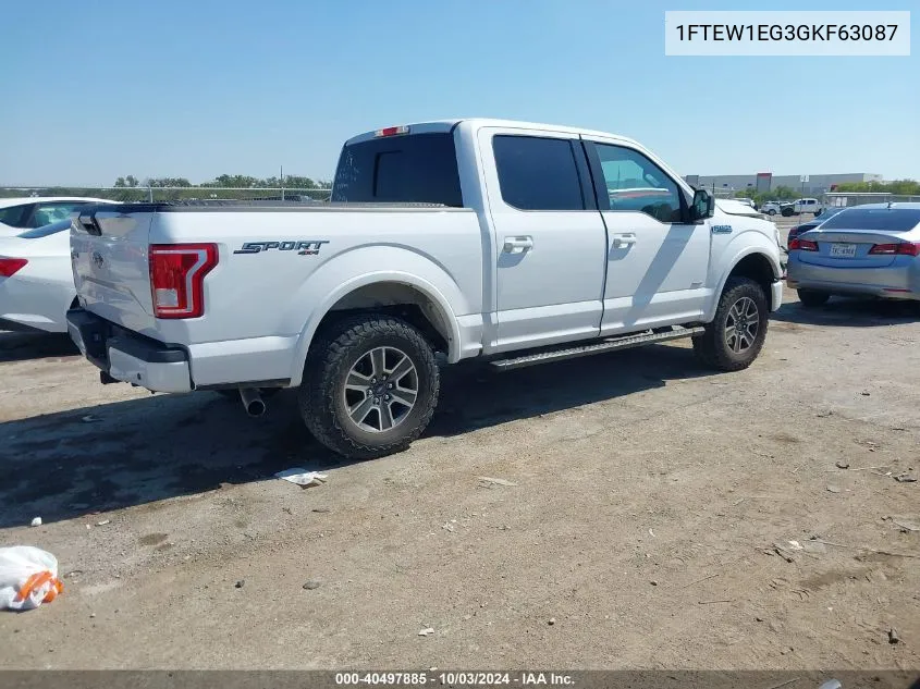 2016 Ford F-150 Xlt VIN: 1FTEW1EG3GKF63087 Lot: 40497885