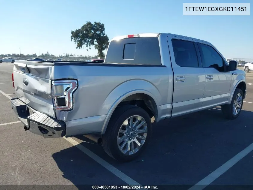 2016 Ford F-150 Lariat VIN: 1FTEW1EGXGKD11451 Lot: 40501953