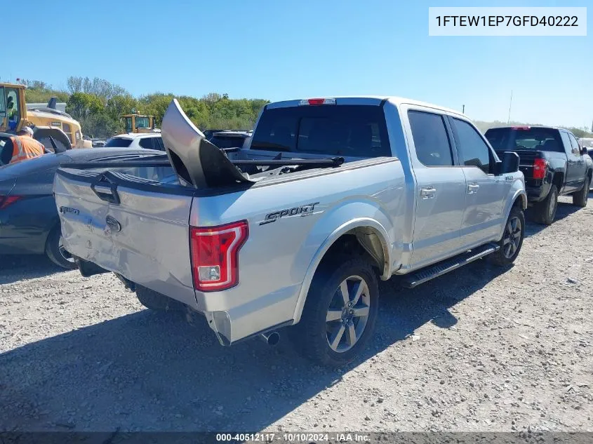 2016 Ford F-150 Xlt VIN: 1FTEW1EP7GFD40222 Lot: 40512117