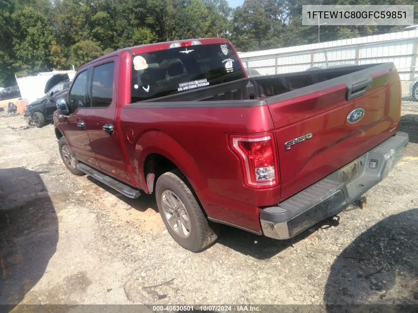 2016 Ford F-150 Xlt VIN: 1FTEW1C80GFC59851 Lot: 40530501