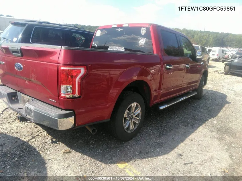 2016 Ford F-150 Xlt VIN: 1FTEW1C80GFC59851 Lot: 40530501