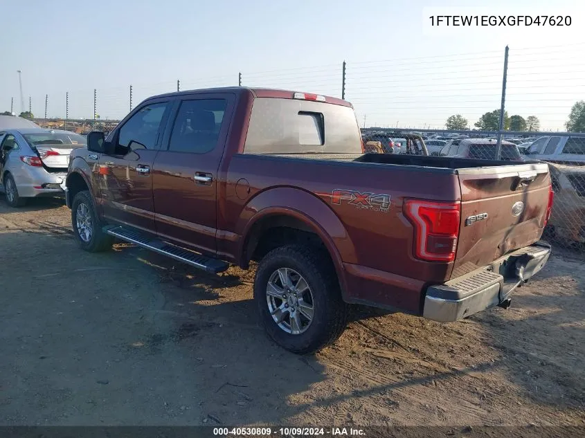 2016 Ford F150 Supercrew VIN: 1FTEW1EGXGFD47620 Lot: 40530809