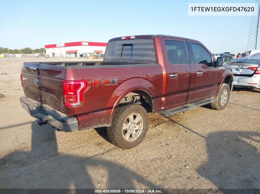 2016 Ford F150 Supercrew VIN: 1FTEW1EGXGFD47620 Lot: 40530809