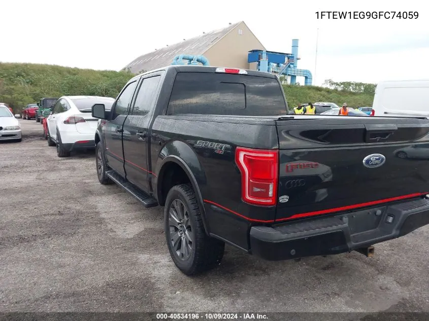 2016 Ford F150 Supercrew VIN: 1FTEW1EG9GFC74059 Lot: 40534196