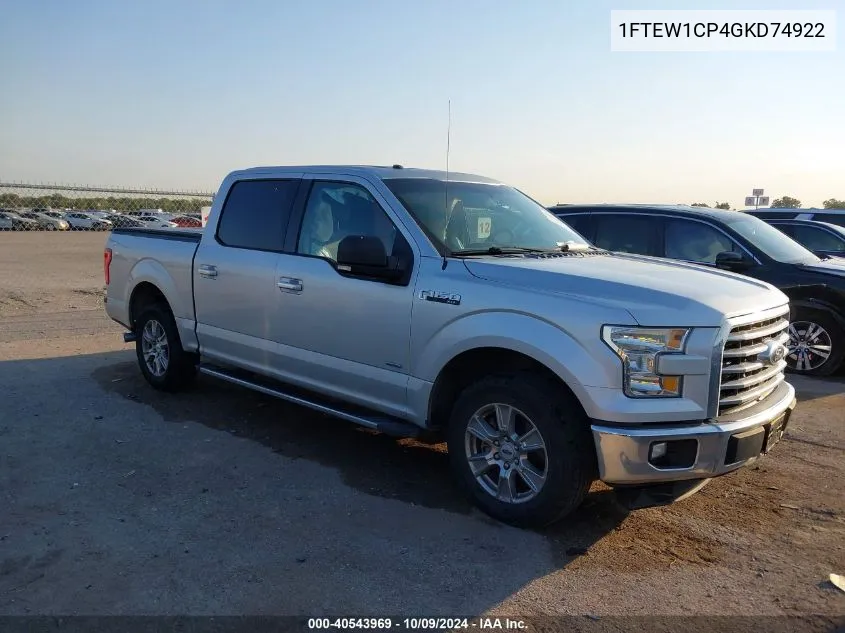 2016 Ford F150 Supercrew VIN: 1FTEW1CP4GKD74922 Lot: 40543969