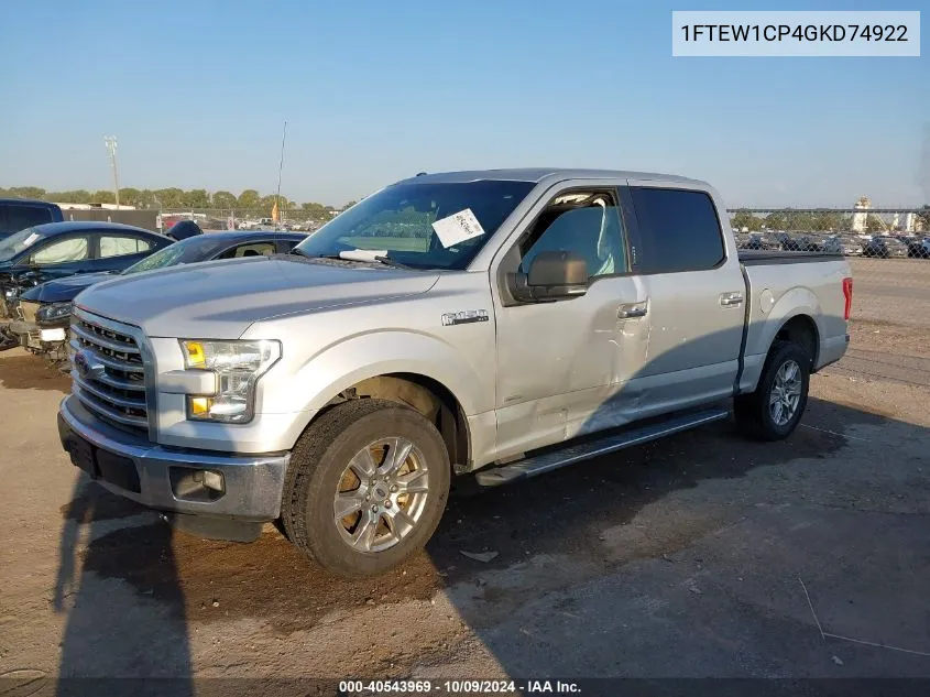 2016 Ford F150 Supercrew VIN: 1FTEW1CP4GKD74922 Lot: 40543969