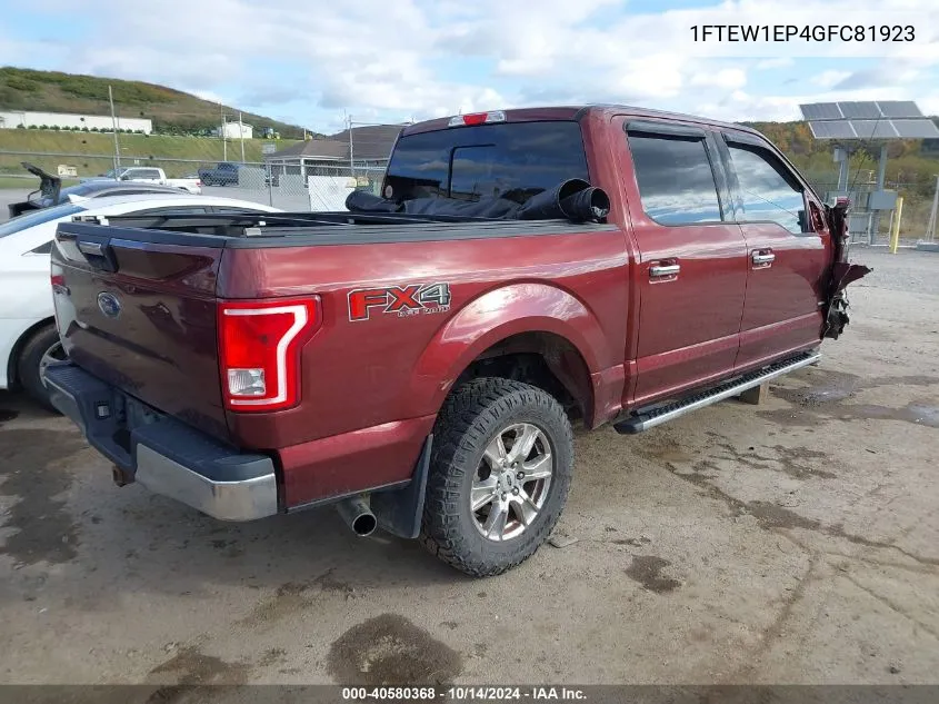 2016 Ford F-150 Xlt VIN: 1FTEW1EP4GFC81923 Lot: 40580368