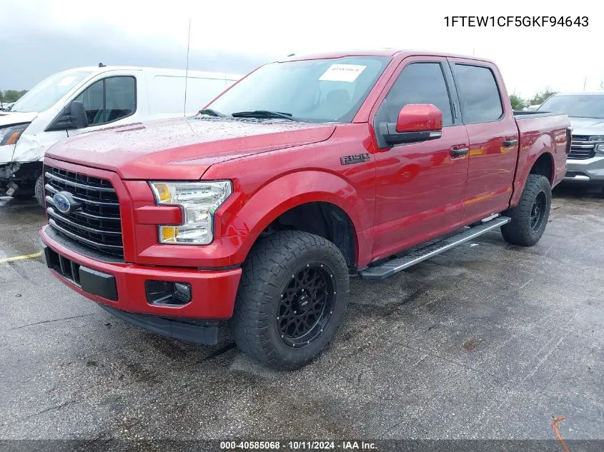 2016 Ford F-150 Xlt VIN: 1FTEW1CF5GKF94643 Lot: 40585068