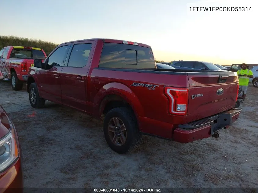 2016 Ford F-150 Xlt VIN: 1FTEW1EP0GKD55314 Lot: 40601043