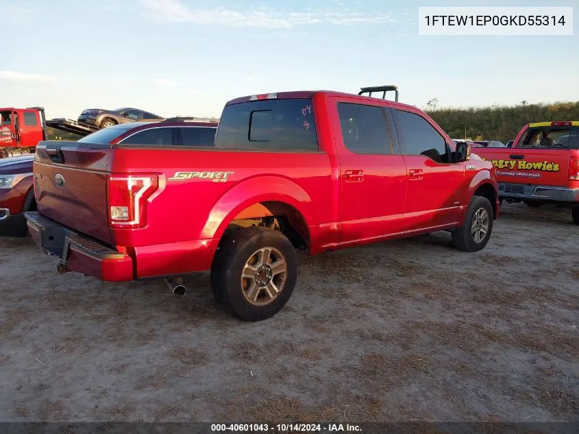 2016 Ford F-150 Xlt VIN: 1FTEW1EP0GKD55314 Lot: 40601043