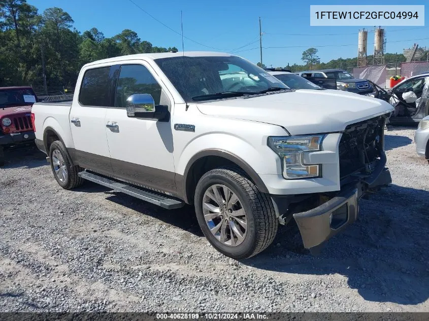 2016 Ford F150 Supercrew VIN: 1FTEW1CF2GFC04994 Lot: 40628199